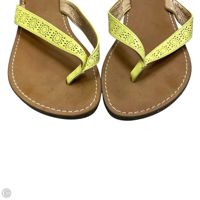 Sandals Flip Flops By Talbots In Brown & Yellow, Size: 7