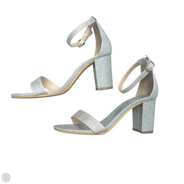Sandals Heels Block By Elelax In Silver, Size: 5