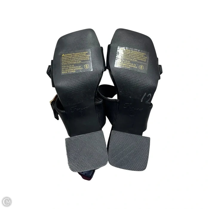 Sandals Heels Block By Forever In Black & Gold, Size: 6