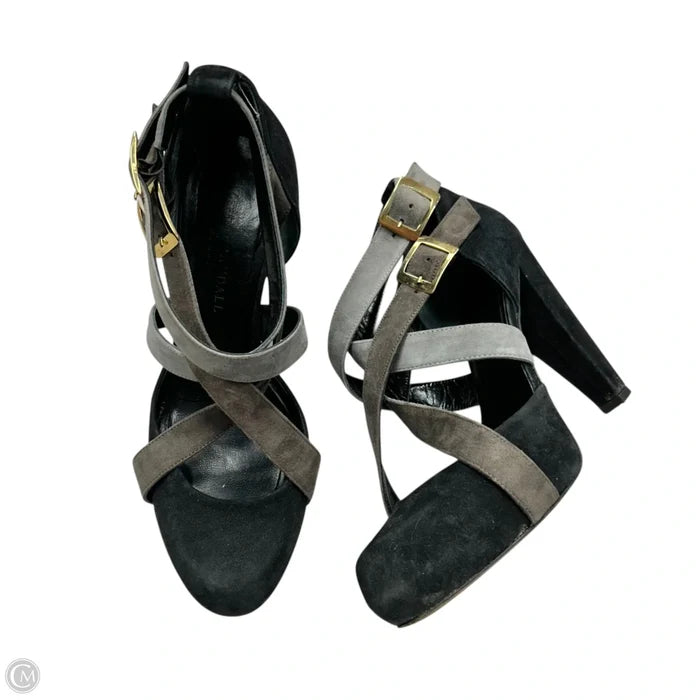 Sandals Heels Block By Loeffler Randall In Black & Grey, Size: 8