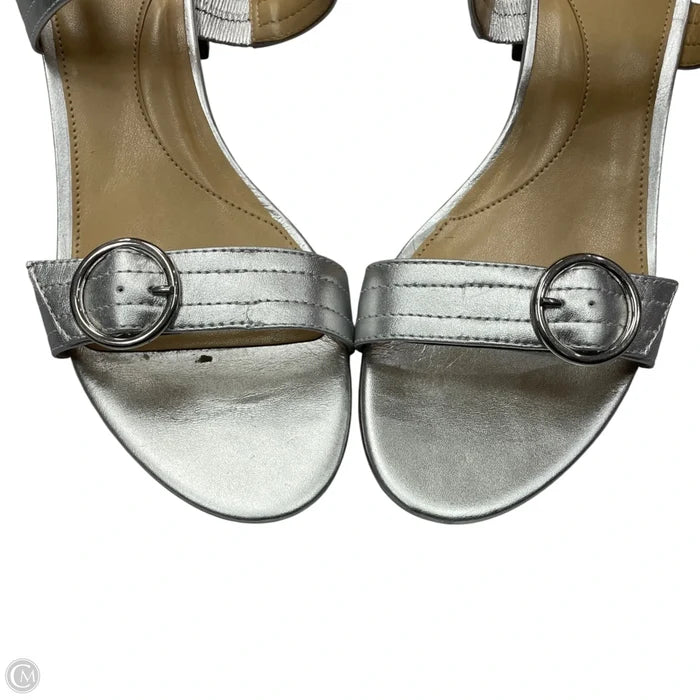 Sandals Heels Block By Talbots In Silver & Tan, Size: 10