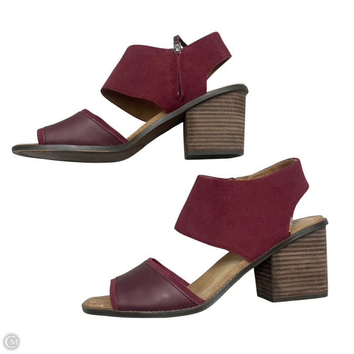 Sandals Heels Block By Toms In Maroon, Size: 12