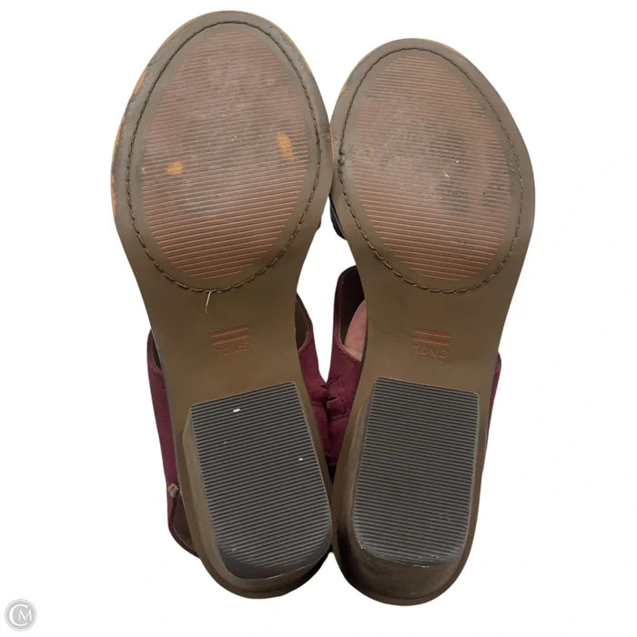 Sandals Heels Block By Toms In Maroon, Size: 12
