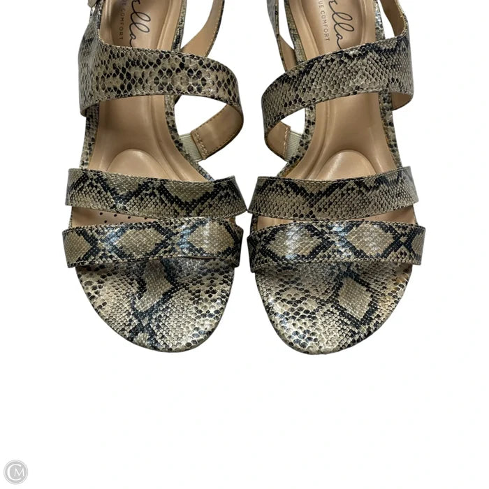Sandals Heels Kitten By Abella In Snakeskin Print, Size: 7.5