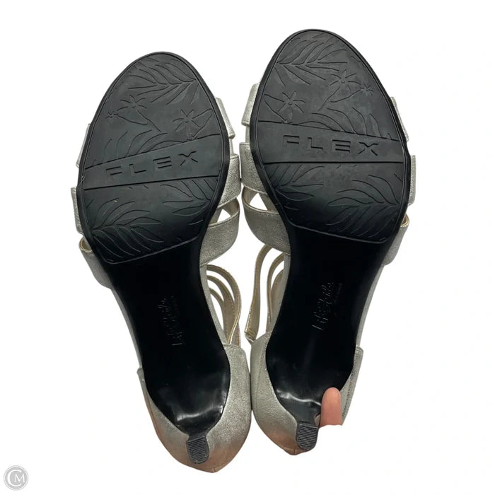 Sandals Heels Kitten By Life Stride In Silver, Size: 10