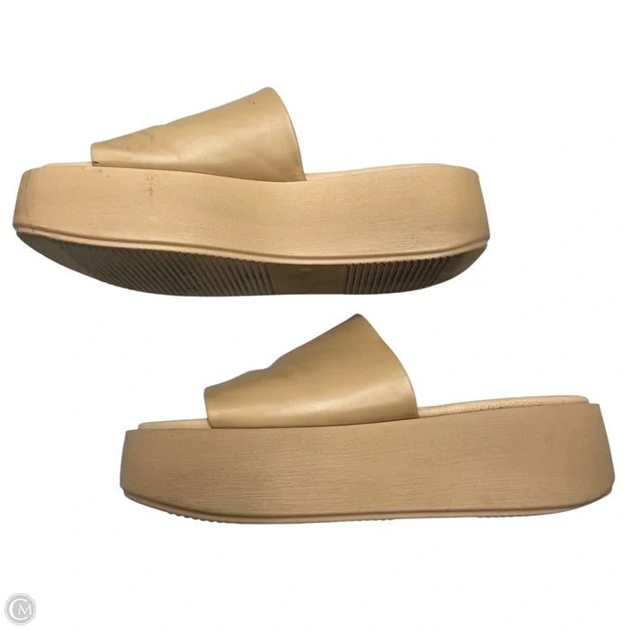 Sandals Heels Platform By Anthropologie In Tan, Size: 10.5