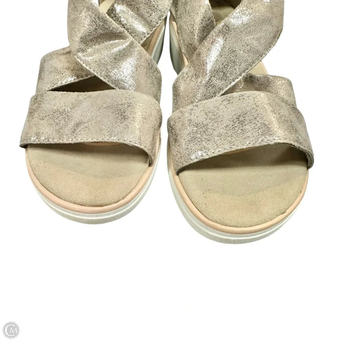 Sandals Heels Wedge By Clarks In Silver, Size: 7