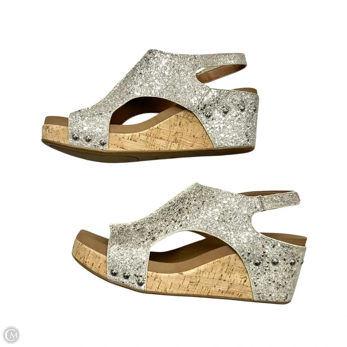 Sandals Heels Wedge By Corkys In Gold, Size: 11