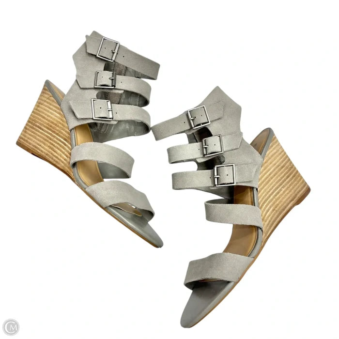 Sandals Heels Wedge By Crown Vintage In Grey, Size: 9
