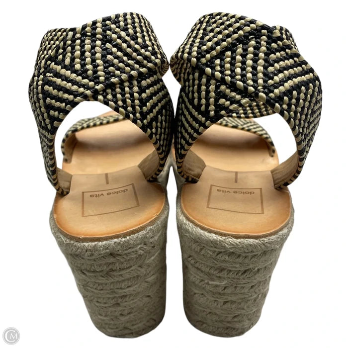 Sandals Heels Wedge By Dolce Vita In Black & Cream, Size: 8