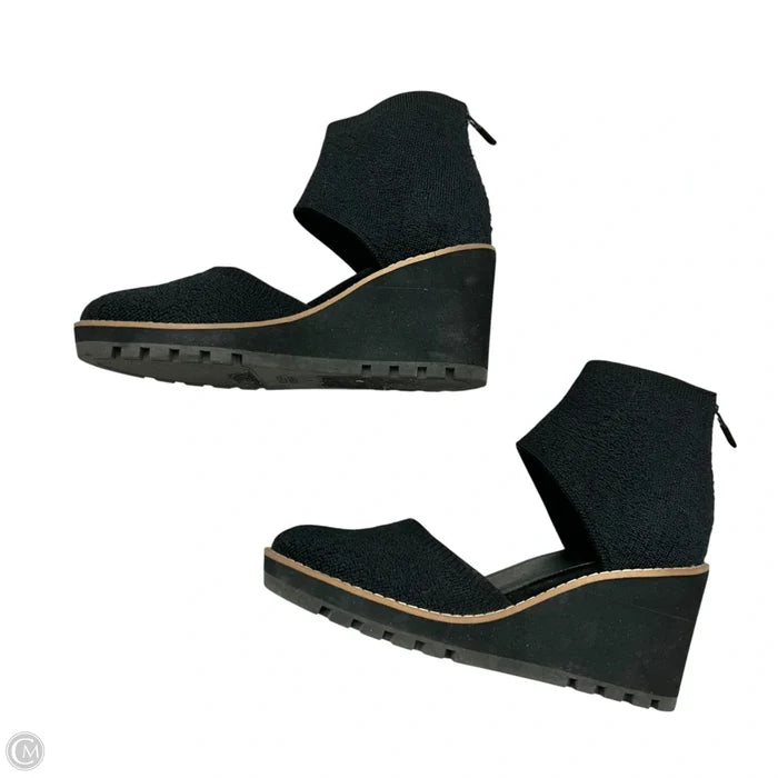 Sandals Heels Wedge By Eileen Fisher In Black, Size: 6