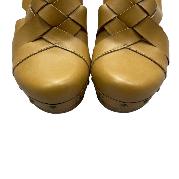 Sandals Heels Wedge By Italian Shoemakers In Bronze, Size: 6.5