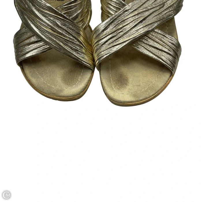 Sandals Heels Wedge By Spring Step In Gold, Size: 7.5