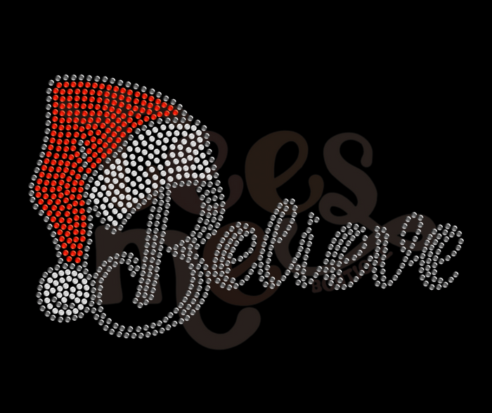 Santa Hat Believe SS16 RHINESTONE TRANSFER