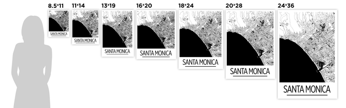 Santa Monica Map Poster - California Map Print - Art Deco Series