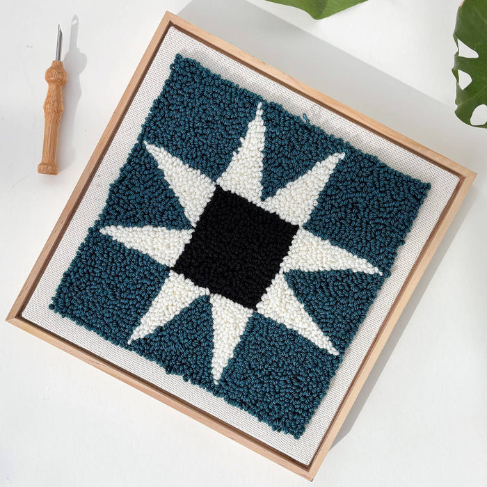 Sawtooth Quilt Star Punch Needle Frame Kit-Stitched Modern