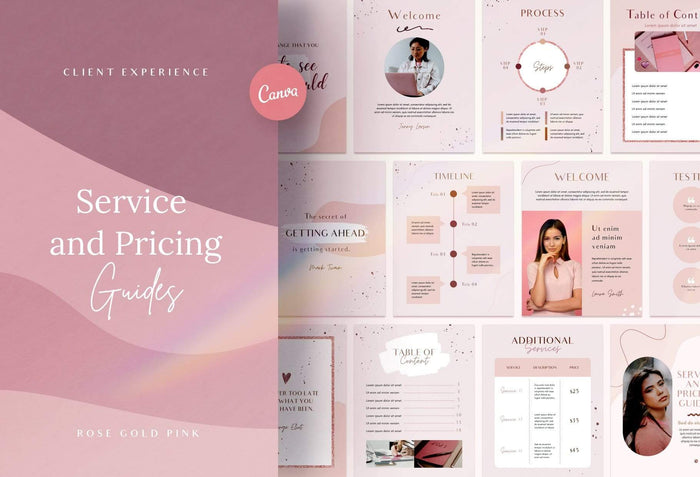Ladystrategist Service and Pricing Guide Editable Canva Template - Rose Gold instagram canva templates social media templates etsy free canva templates