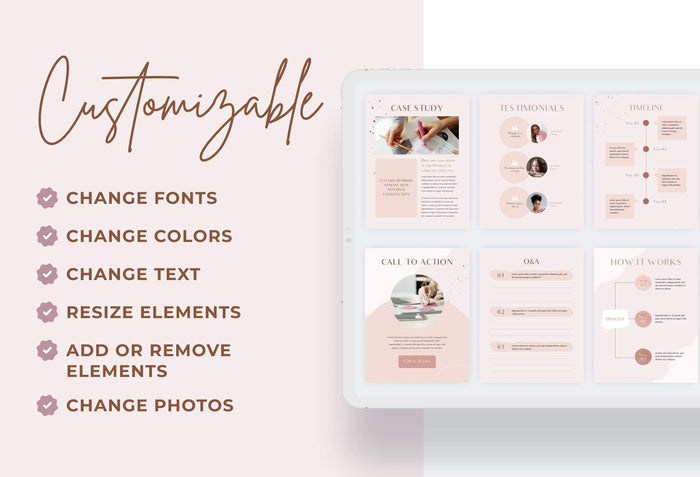 Ladystrategist Service and Pricing Guide Editable Canva Template - Rose Gold instagram canva templates social media templates etsy free canva templates