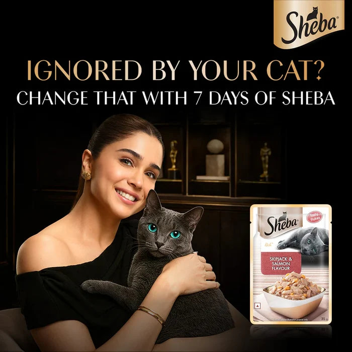 Sheba Skipjack & Salmon Flavour Wet Cat Food for Adult Cats | 35g Pouch
