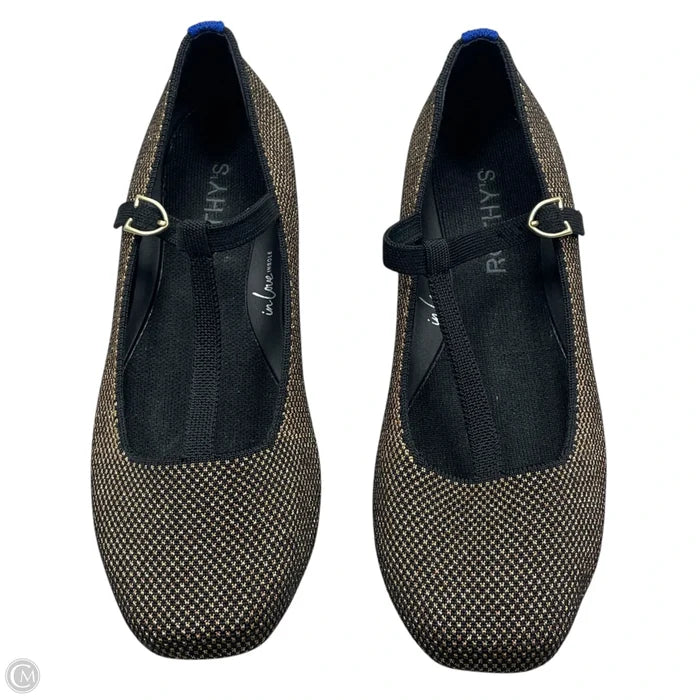Shoes Flats By Rothys In Black & Gold, Size: 7.5