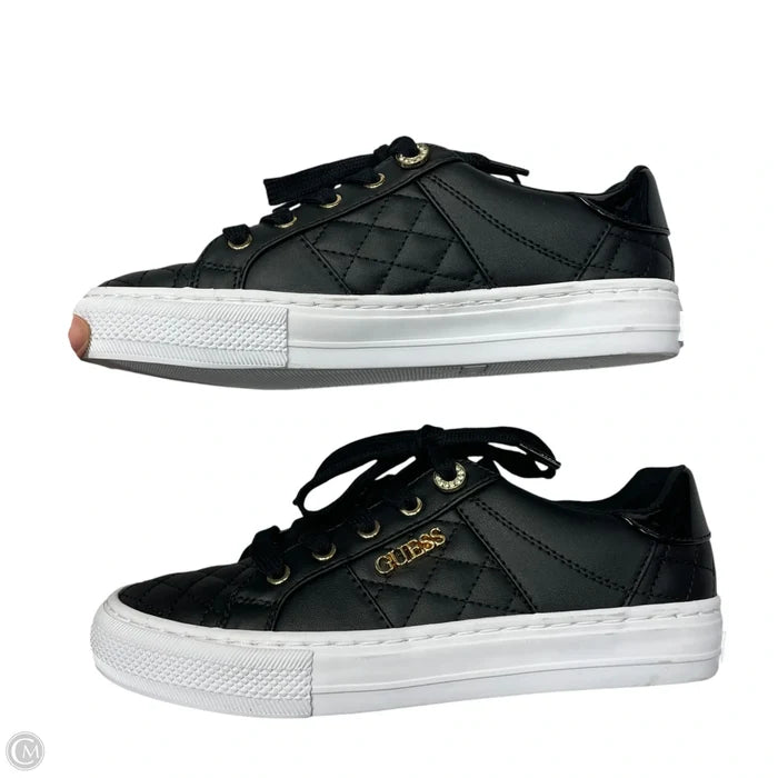 Shoes Sneakers By Guess In Black & Gold, Size: 5
