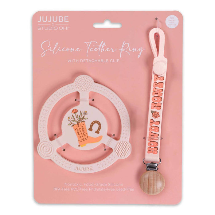 Silicone Teether Ring with Detachable Clip - Bloomin' Boot