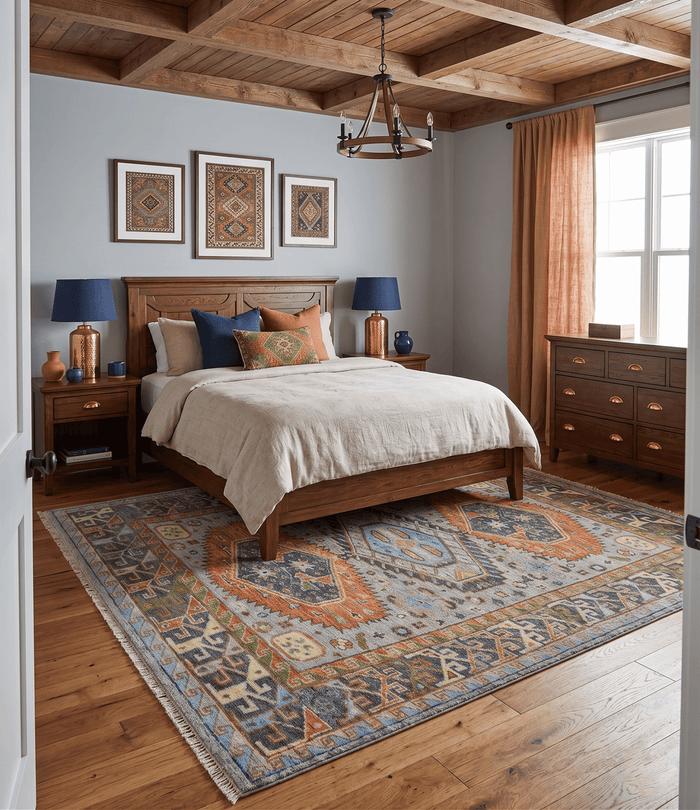 Silver and Rust Oriental Hand Knotted Traditional Living Room Custom made wool Area Rug - The Rug Decor