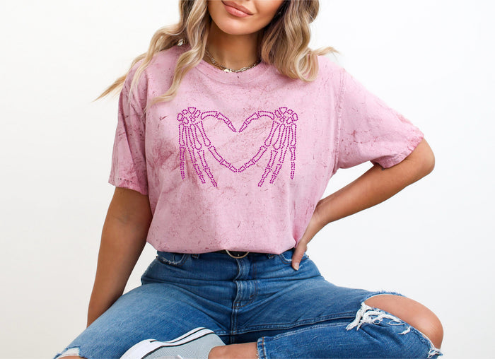 Skellie Hand Heart SPANGLES TRANSFER