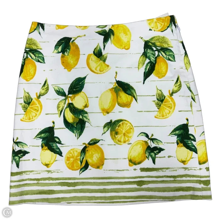 Skirt Midi By Talbots In White & Yellow, Size: 4