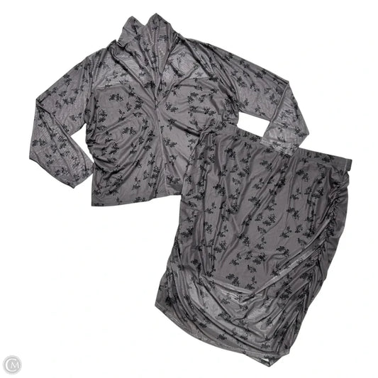 Skirt Set 2pc By Ashley Stewart In Black & Grey, Size: 4x