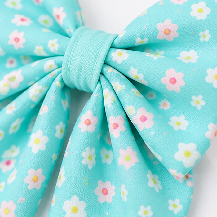 Sky Blue Floral Dog Bow Collar