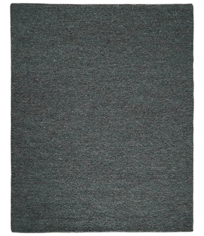 6x9 and 8x10 Solid Charcoal Gray Wool Blend Felted Chunky Hand Woven Area Rug | DOV2 - The Rug Decor