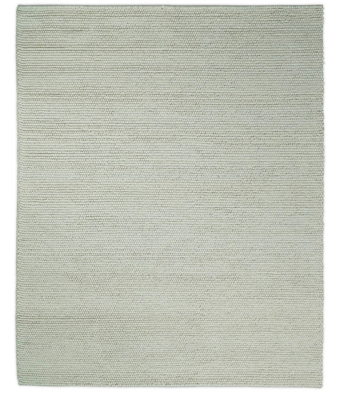 6x9 and 8x10 Solid Ivory Wool Blend Felted Chunky Hand Woven Area Rug | DOV1 - The Rug Decor
