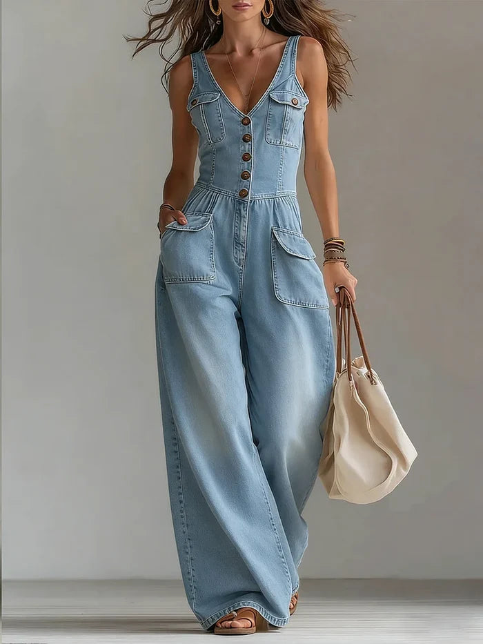 Sophie Wide-Leg Denim Jumpsuit