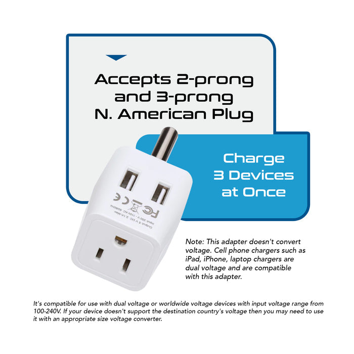 South Africa Travel Adapter - Type M - Dual USB (CTU-10L)