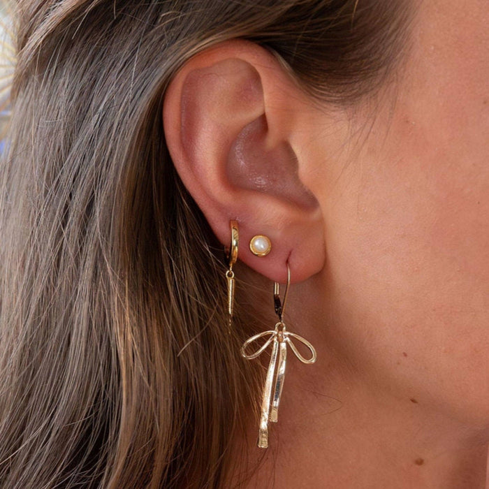 Spike Drop Huggie Hoops - 18K Gold Plated or Sterling Silver