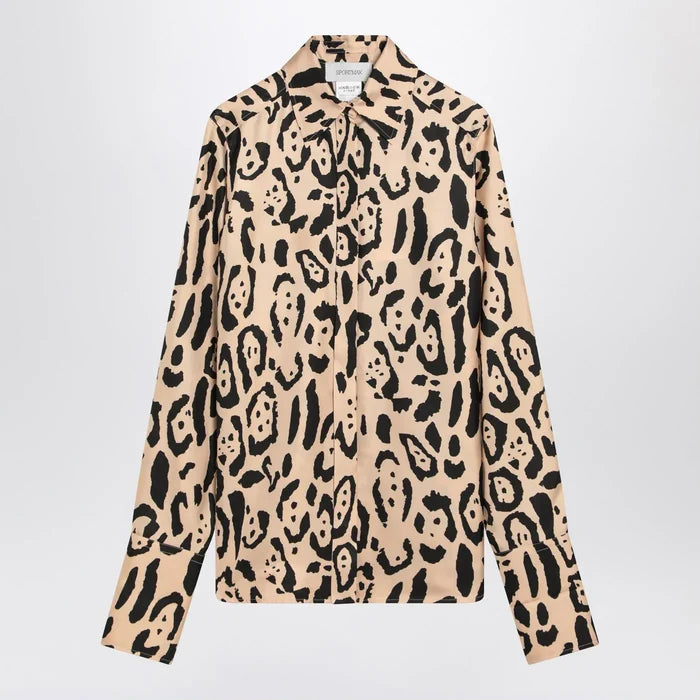 Sportmax - Silk animal print shirt Brand Apparel & Accessories > Clothing > Shirts & Tops 40  IT