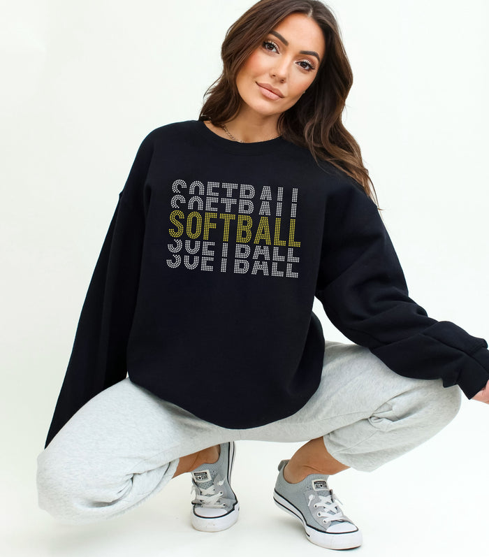 Stacked Softball Two Color SPANGLE TRANSFER