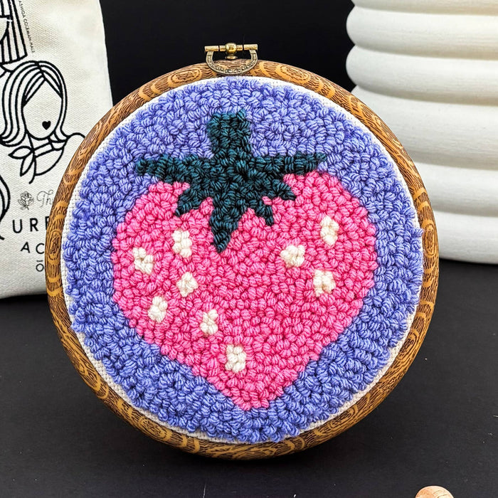 Strawberry Punch Needle Kit-Stitched Modern