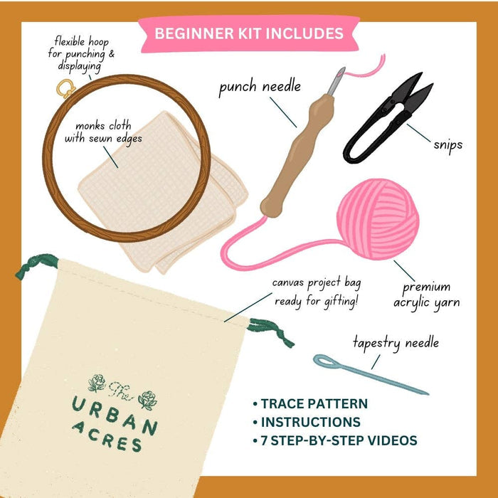 Strawberry Punch Needle Kit-Stitched Modern