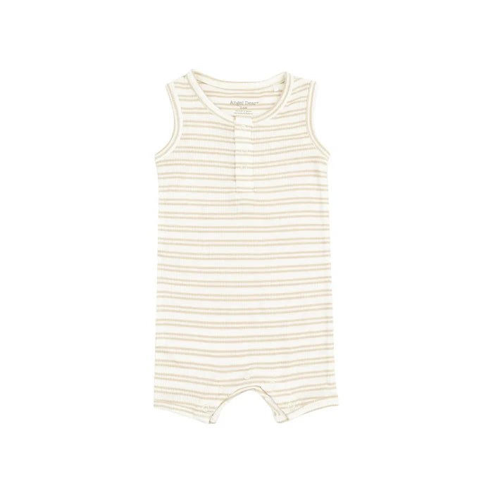 Striped Oxford Tan | Shortie Romper