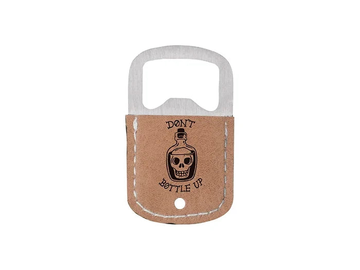 Sublimation PU Stainless Steel Bottle Opener (Brown, 3.2*5.2cm)