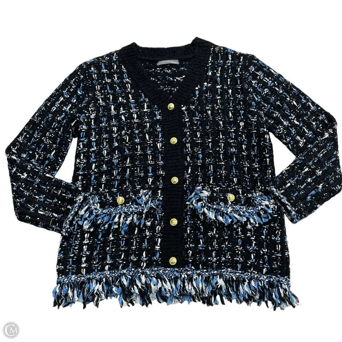 Sweater Cardigan By Anthropologie In Black & Blue, Size: S
