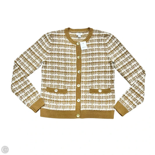 Sweater Cardigan By J. Crew In Tan & White, Size: Xs