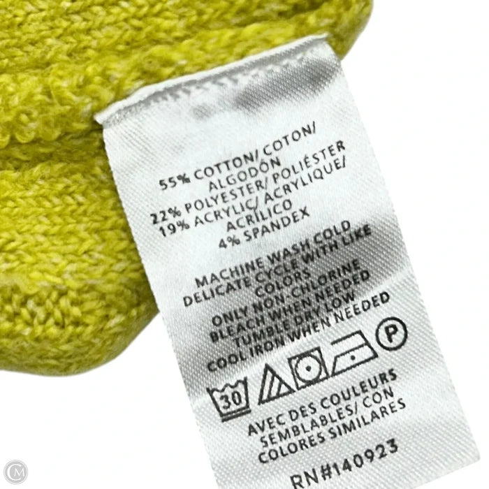 Sweater Cardigan By Loft In Chartreuse, Size: Xl