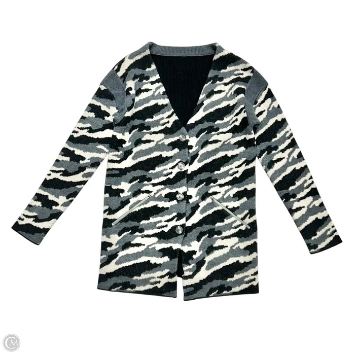 Sweater Cardigan Designer By Diane Von Furstenberg In Black & Grey, Size: S