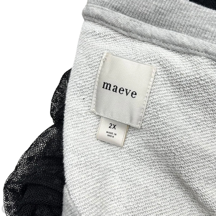 Sweatshirt Crewneck By Maeve In Black & Grey, Size: 2x