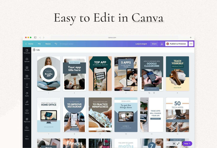 Ladystrategist Technology Pinterest Template instagram canva templates social media templates etsy free canva templates