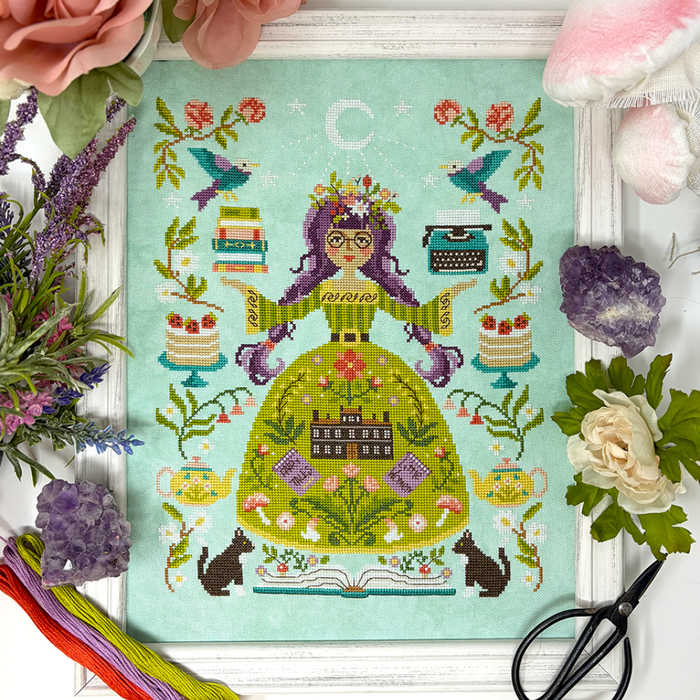 The Book Goddess Cross Stitch Pattern-Stitched Modern