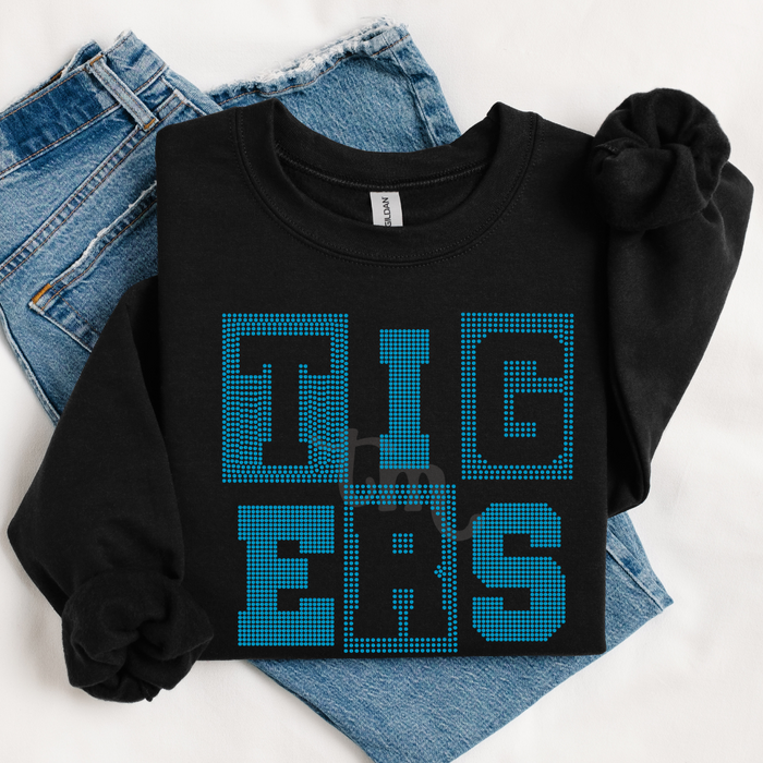 Tigers Block Lettering SPANGLE TRANSFER